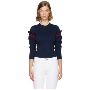 Philip Lim Navy Ruffle Sleeve Sweater